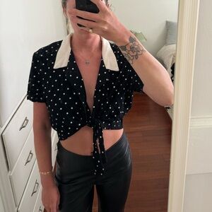 Vintage Polka Dot Tie Crop Top